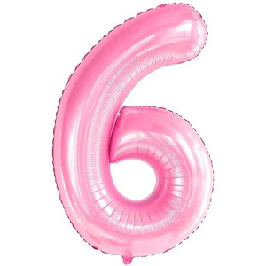 Katchon, Giant Light Pink Number 6 Balloon - 40 Inch | 6Th Birthday Balloon For 6Th Birthday Decorations | 6 Balloons For Birthday | Six Balloon Number | 6 Year Old Balloon For 6 Year Decorations