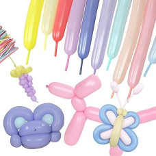 Rimobul 100Pcs 260Q Balloons Twisting Animal Long Balloons Thickening Latex Twisting Modeling Long Magic Balloons For Animal Shape,Birthdays,Clowns (Macaron)