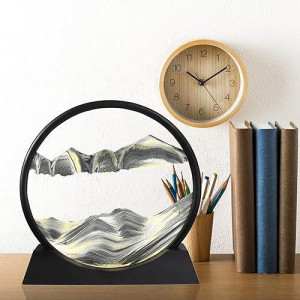 Winthfure Moving Sand Art Picture 3D Deep Sea Sandscape In Round Glass Flowing Sand Frame, Children'S Large Desktop Art Toys, Home And Office Desktop Decorations (12”, Black)