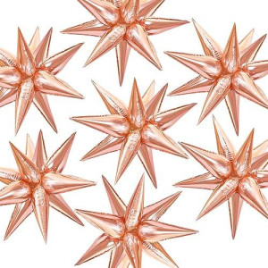 NOVWANG 75 Pcs Rose Gold Starburst Mylar Balloons 24