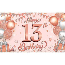 KatchOn Rose Gold 13th Birthday Banner - 72x44 Inch Decor