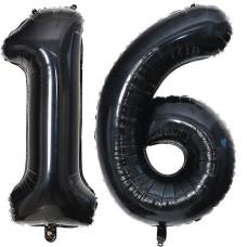 40 Inch Black 16 Number Balloons Giant 16 Balloons Black Birthday Balloons 16Th Birthday Anniversary Events Party Decorations Supplies