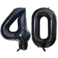 40 Inch Black 40 Number Balloons Giant Jumbo Huge 40 Foil Mylar Helium Number Digital Balloons Black Birthday Mylar Digital Balloons 40Th Birthday Party 40Th Anniversary Events Party Decorations