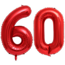 40 Inch Red Number 60 Balloons Giant 60 Balloons Red Birthday 60 Balloons 60 Birthday Anniversary Party Decorations Supplies