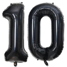 40 Inch Black 10 Number Balloons Giant 10 Balloons Black Birthday Balloons 10Th Birthday Anniversary Events Party Decorations Supplies