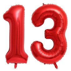 40 Inch Red 13 Number Balloons Giant 13 Or 31 Balloons Red Birthday 13 Balloons 13Th Birthday Anniversary Events Party Decorations Supplies