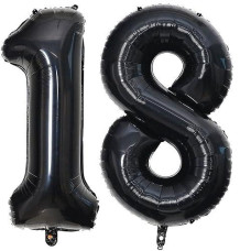 40 Inch Black 18 Number Balloons Giant 18 Balloons Black Birthday Balloons 18Th Birthday Anniversary Events Party Decorations Supplies