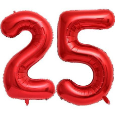 40 Inch Red 25 Number Balloons Giant Jumbo Huge 25 Or 52 Foil Mylar Helium Number Digital Balloons Red Birthday Mylar Digital Balloons 25 Birthday Party 25Th Anniversary Events Party Decorations