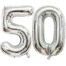 40 Inch Silver 50 Number Balloons Giant Jumbo Huge 50 Foil Mylar Helium Number Digital Balloons Silver Birthday Mylar Digital Balloons 50Th Birthday Parth 50Th Anniversary Events Party Decorations