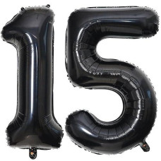 40 Inch Black 15 Number Balloons Giant 15 Balloons Black Birthday Balloons 15Th Birthday Anniversary Events Party Decorations Supplies