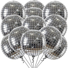 KatchOn 22" Silver Disco Ball Balloons - Pack of 12