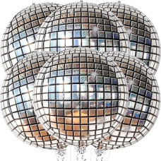 Katchon, Big Silver Disco Ball Balloons - Pack Of 6, Disco Party Decorations | 4D Metallic Disco Balloons For Disco Bachelorette Party Decorations | Prom Balloons, Graduation Decorations Class Of 2025