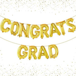 Katchon, Gold Congrats Grad Balloons - 16 Inch | Congrats Grad Banner Balloons For Graduation Decorations Class Of 2025 | Congratulations Balloons For Graduation Balloons Class Of 2025 Decorations