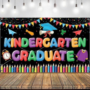 Katchon, Kindergarten Graduation Backdrop - Large 72X44 Inch | Kindergarten Graduation Banner | Kindergarten Backdrop For Kindergarten Graduation Decorations Class Of 2024 | Kinder Graduation Backdrop