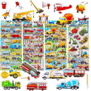 SHANGRLA 3D Foam Puffy Truck Stickers for Kids - Multicolor