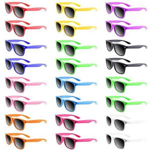 Tuparka 96 Pieces Party Sunglasses Bulk For Goody Bag Fillers Beach Birthday Party Pool Party Supplies, 12 Neon Colors