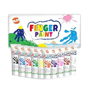 Kids Washable Finger Paint For Toddlers Art Supplies Gift For Baby Hand Painting Diy Crafts, Non Toxic, 10 Colors, 36Ml/Tube