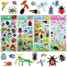 SHANGRLA 3D Foam Bug Stickers for Kids - 4 Pack