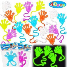 Thremhoo 40 Pcs Glow in The Dark Sticky Hands Party Toys