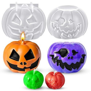 Zqysing (2Pack) Halloween Pumpkin Candle Molds, 3D Pumpkin Silicone Mold For Epoxy Resin, Handmade Soap, Wax Candle, Casting Art Crafts Decor