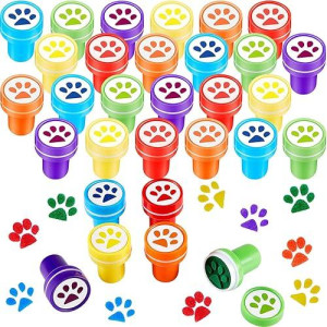 Dog Paw Print Stamp Self Inking Teacher Mini Colorful Stamp Party Favors Assorted Set For Classroom Party Educational Learning Activities(48 Pieces)