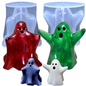 Zqysing (2Pack) Halloween Ghost Candle Molds, 3D Ghost Silicone Molds For Diy Epoxy Resin Casting, Handmade Aromatherapy Candle, Wax, Soap, Art Crafts Decor