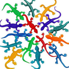 Yujun 24Pcs Stretchy Lizard Toys Rubber Fake Lizards Set For Halloween Party Favors Decoration Easter Egg Basket Stuffers Classroom Prizes Themed Parties Present Bags For Kids Teens Adults (8 Colors)