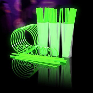 Glow Fever Glowsticks Bulk 1200Pcs Party Pack Includes 600 8" Glow Sticks And 600 Connectors, Bracelets And Necklaces, Diy Costume , Light Sticks, For Concert, Wedding And Birthday, Green