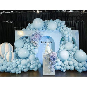 Pastel Blue Balloon Garland Kit - Double Stuffed Light Blue Balloons Different Sizes 18/12/5 Inch Baby Blue Balloon Arch For Baby Shower Birthday Gender Reveal Party Decorations