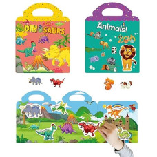 AEAHALY Dinosaur & Animals Reusable Sticker Book for Kids