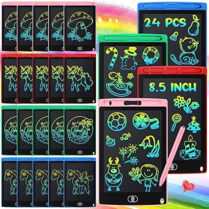 Zhehao 24 Pieces Lcd Writing Tablet Doodle Board 8.5 Inch Colorful Reusable Screen Board Pad Reusable Drawing Writing Learning Educational Pad Toys For Girls Boys 8-10 3-10(Classic Round Style)