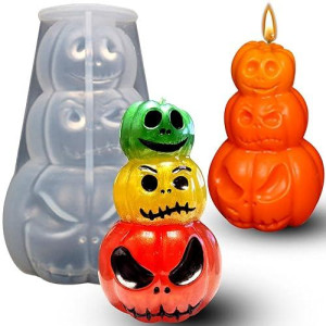 Zqysing Halloween Pumpkin Candle Molds, 3D Pumpkin Silicone Mold For Epoxy Resin Casting, Aromatherapy Wax Candle, Soap, Crafts Home Decor