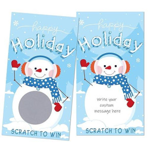 Outus 50 Pieces Christmas Scratch Off Cards Stickers Christmas Hawaii Party Games Vouchers Festive Raffle Tickets Holiday Business Prize Drawings For Kids Adults Families Events Groups (Snowflake)