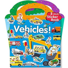 Yowlieu Reusable Sticker Books, 3 Travel Sets for Kids