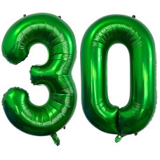 Number 30 Dark Green Balloons 40 Inch Giant Green 30 Numer Foil Helium Balloons For 30Th Green Birthday Party Supplies 30Th Anniversary Events Decorations