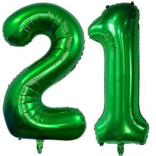 Number 21 Dark Green Balloons 40 Inch Giant Green 12 Numer Foil Helium Balloons For 12Th Green Birthday Party Supplies 21St Anniversary Events Decorations