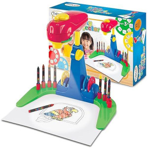 Ben Franklin Toys Drawing Projector For Kids 3 & Up | Preschool Tracing Projector Kit Includes 32 Animal Drawings On 4 Sturdy Discs, 8 Crayons & 1 Pad Of Drawing Paper For Fun Play-Based Learning