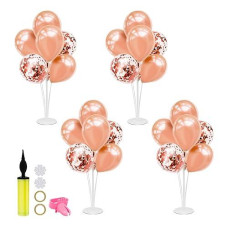 Zjdhpty Rose Gold Balloon Stand Centerpiece Table Decorations For Birthday Anniversary Engagement Wedding Bridal Shower Graduation Mother'S Day Party Decorations(Rose Gold Set4)