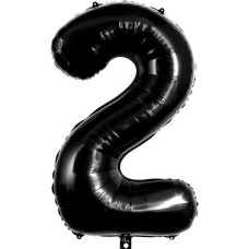 Large Black Number 2 Balloons, 40 Inch Foil Balloons, Giant Number Balloons For Women/Men Birthday Party Anniversary Celebration Decorations