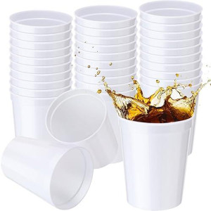 Yungyan 16Oz Stadium Cups Reusable Plastic Cups Blank Drink Tumblers Stadium Cups Party Cups For Birthday Party, Events, Christmas, Shower, Diy Projects, 4.5 X 3.54 X 2.72 Inch(White,36 Pack)