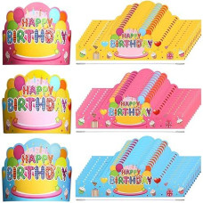 Yunsailing 36 Pcs Happy Birthday Crowns For Kids Paper Birthday Hat Crowns For Classroom Birthday Gifts Kids' Party（Pink, Yellow, Blue）