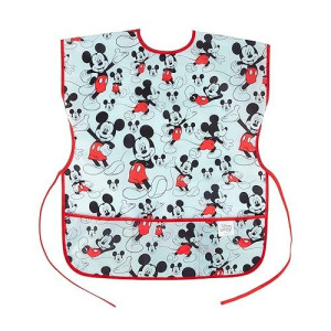 Bumkins Disney Short Sleeve Smock, Toddler Reusable Waterproof Bib For Girls And Boys 3-7 Years, Junior Childrens, Kids Paint Apron, Arts, Crafts And Play With Pocket, Soft Fabric, Mickey Mouse