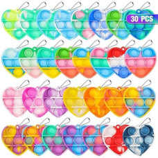 Pop Fidget Toys Bulk Its Valentines Day Gifts For Kids Classroom 30 Pack Valentine Party Favors For Kids Mini Pop Heart Keychain It Fidget Toy Fidgets For Classroom Prizes Birthday Goodie Bag Stuffers