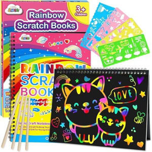 ZMLM Rainbow Scratch Notebooks - 2 Pack Art-Craft Kits