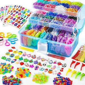 Inscraft Rubber Loom Bands Kit - 28 Colors, Beads & Clips