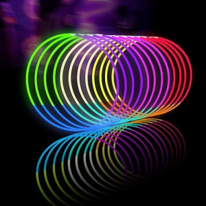 Glow Fever Glow Sticks Bulk 100Ct 22'' Glow Necklaces With Connectors, Neon Light Sticks For Party Festivals Raves Concert Birthday Wedding, Tri-Color