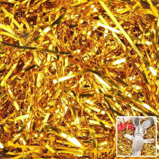 Zwish 150 Gram Sparkly Iridescent Film Pp Hamper Shreds & Strands Shredded Crinkle Confetti For Gift Wrapping & Basket Filling & Gift Box Filler Easter Basket Box Filler-Gold