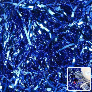 Zwish 150 Gram Sparkly Iridescent Film Pp Hamper Shreds & Strands Shredded Crinkle Confetti For Gift Wrapping & Basket Filling & Gift Box Filler Crinkle Cut Paper Shred Filler-Blue