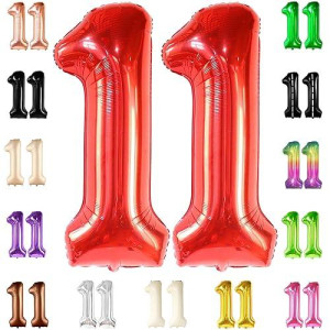 Katchon, Giant Red 11 Balloons Number - 40 Inch | 11 Year Old Balloon | Red 11 Balloon Number, 11Th Birthday Decorations For Boys | Red 11 Birthday Balloon For 11Th Birthday Party | 11Th Anniversary