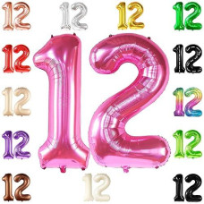 KatchOn Hot Pink 12 Balloon - 40 Inch Birthday Decoration